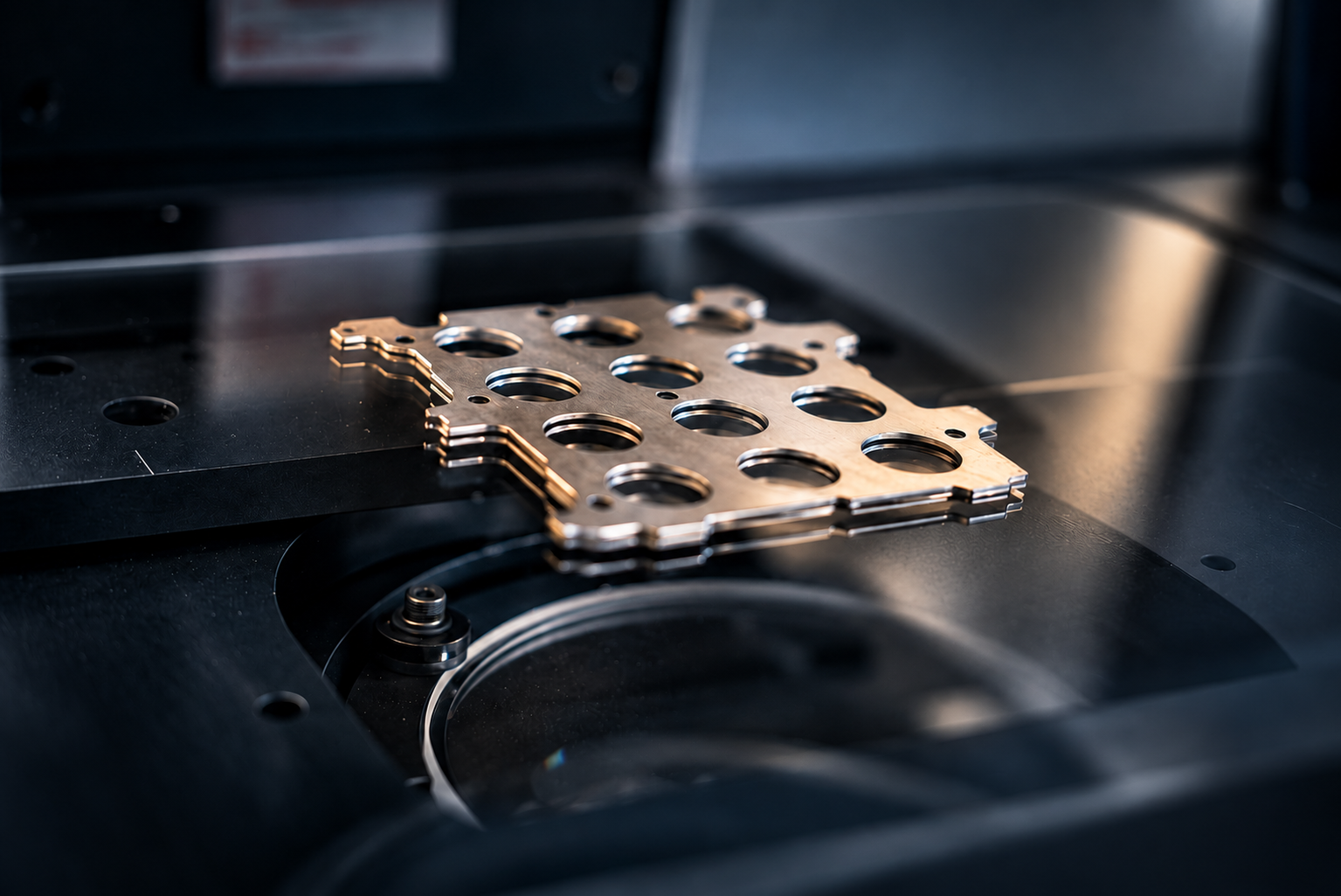 Lasergeschnittene Metallteile in einer Fertigungsanlage bei ACROSS Solutions in Metal.