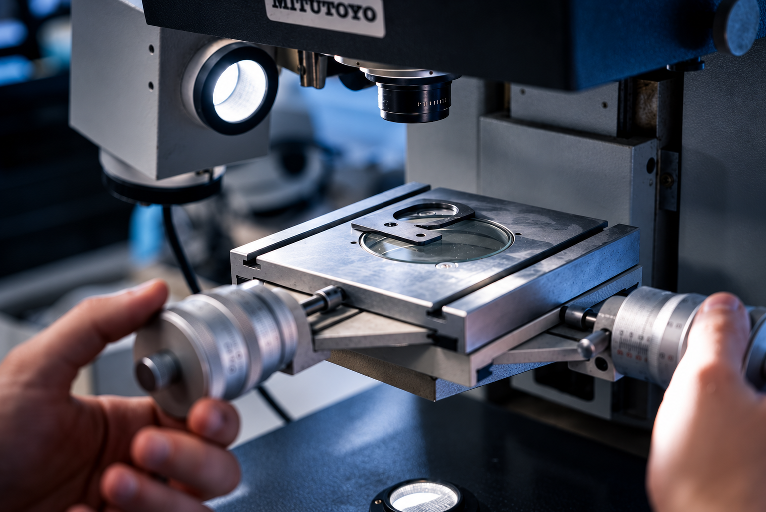 Optische Messtechnik mit einem Mitutoyo Messgerät bei ACROSS Solutions in Metal