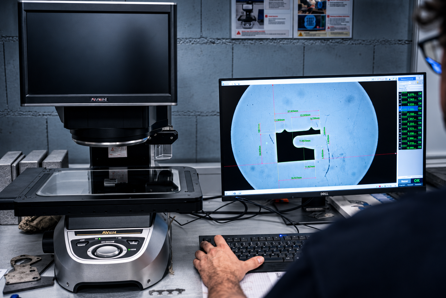 Optische Qualitätsprüfung eines Metallbauteils bei ACROSS Solutions in Metal