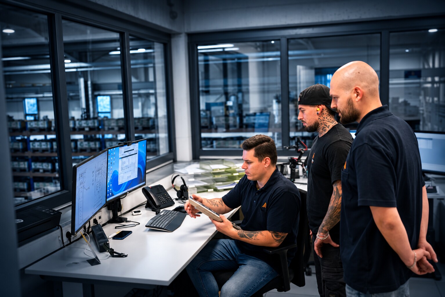 Mitarbeiter von ACROSS Solutions in Metal bei der technischen Produktionsplanung